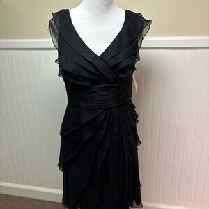 Adrianna Papell Black Ruffle Dress